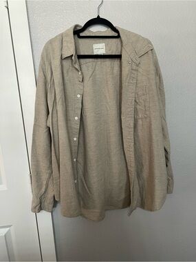 American Eagle Outfitters Lightweight Shirt Jacket in Khaki